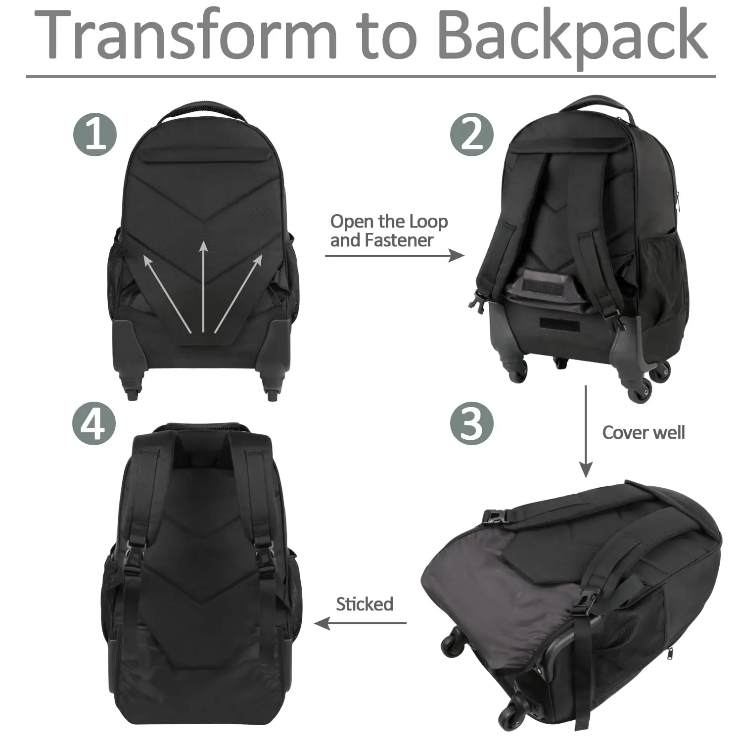 Waterproof Wheels Rolling Backpack For Laptop Travel