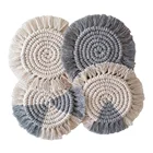 Macrame New Style Creative Woven Lace Cotton Irregular Macrame Coasters For Drinks Absorbent With Tassels