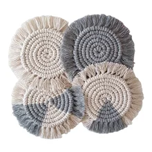 New Style Creative Woven Lace Cotton Irregular Macrame Coasters for Drinks Absorbent With Tassels