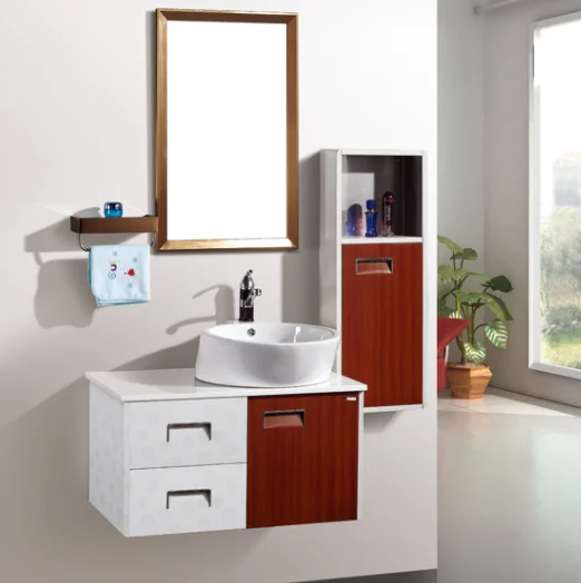 2019 Modern Design Double Sink for Bathroom Vanity #BV-8383 Stainless Steel with Lacquer Finish Door Panel