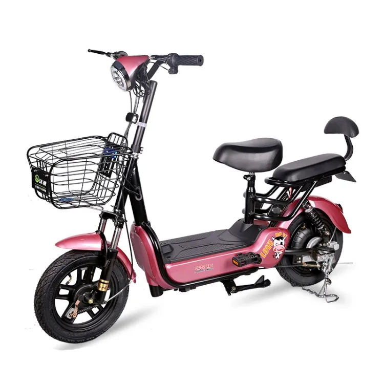 48V/12AH Battery Electric City Bike 14 Inch Fat Tire 350W Electric Cargo  Bike with Front Basket EBike