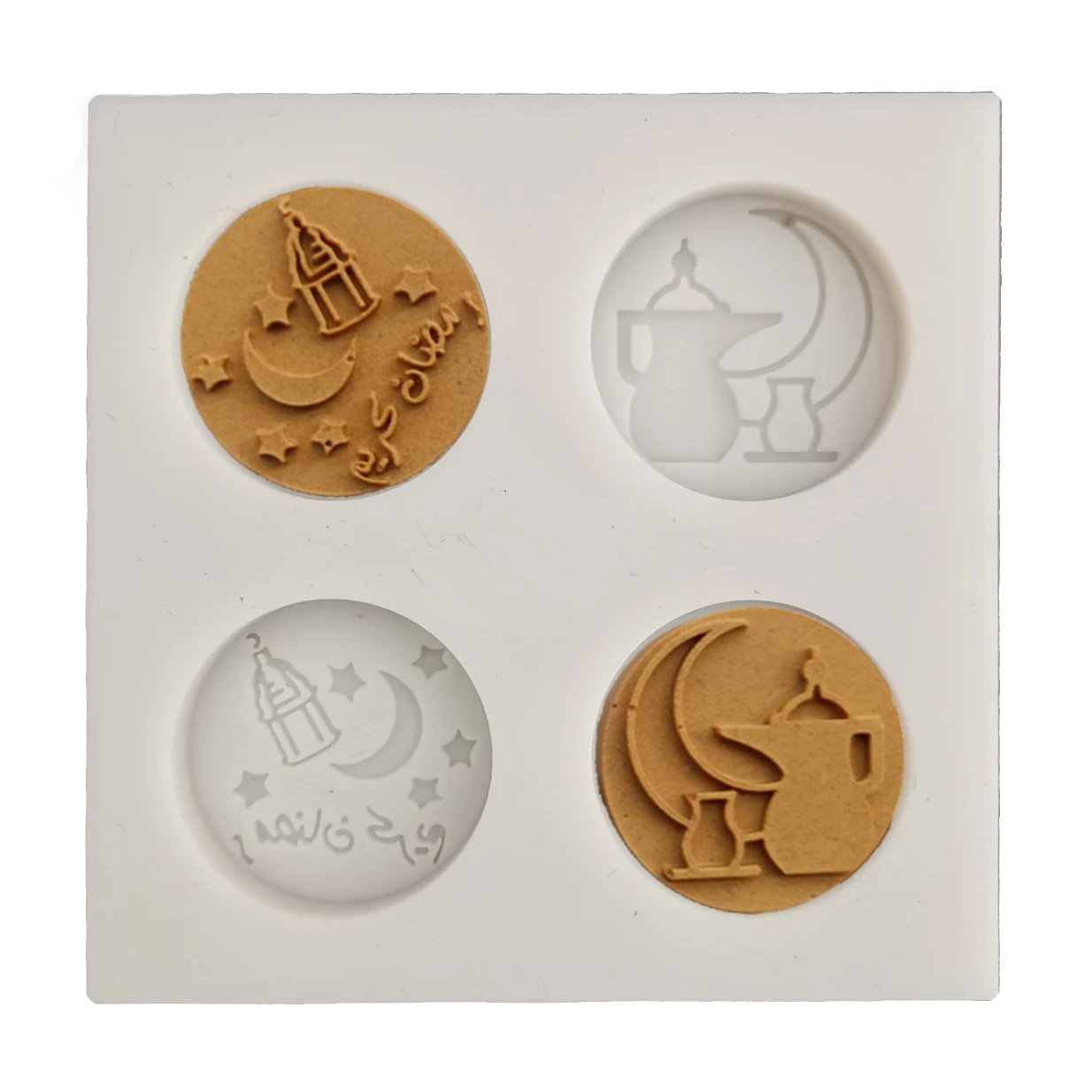 Square 3D Different Arabic Islamic Teapot Light Moon Star Diy Silicone Cake Fondant Decoration Mold