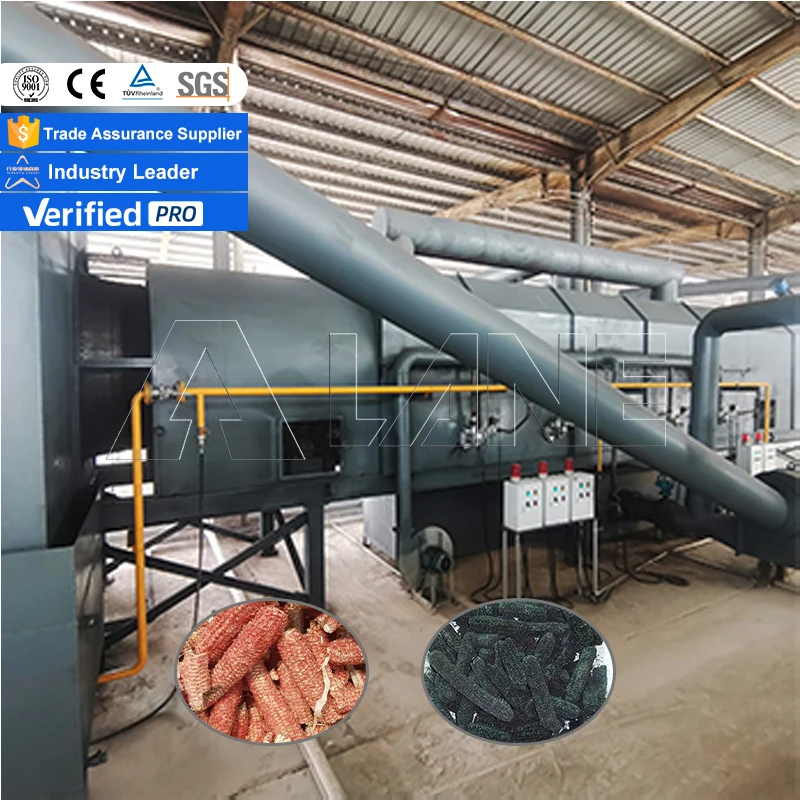 LANE Paddy Straw Biochar Carbonized Rice Husk Rotary Continuous Carbonization Furnace Charcoal Production Line
