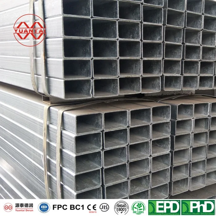 Structure Zinc Coated GI Tube square Hollow Galvanized Welded Steel Pipe Metal Rectangular Tube Price Galvanized square Tube