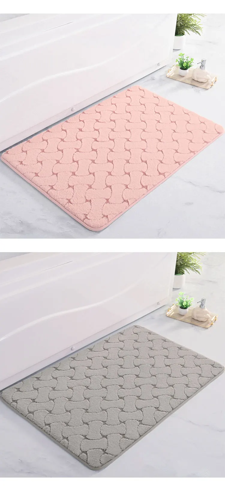  Memory Foam Bath Mat Soft Absorbent Bathroom Carpet Polyester Absorbent Bones-shaped Rabbit Hair Bath Blanket Mat factory