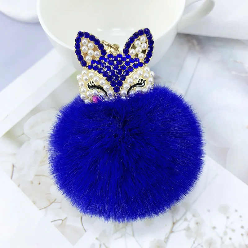 Real Fox Fur keychain Fur Ball Pom Pom Bag Charm Car Phone Bag Purse  Pendant