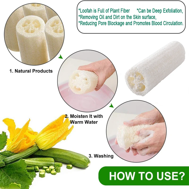 100 Organic Loofah Sponge Natural Dish Scrubber Shower Loofah Sponge