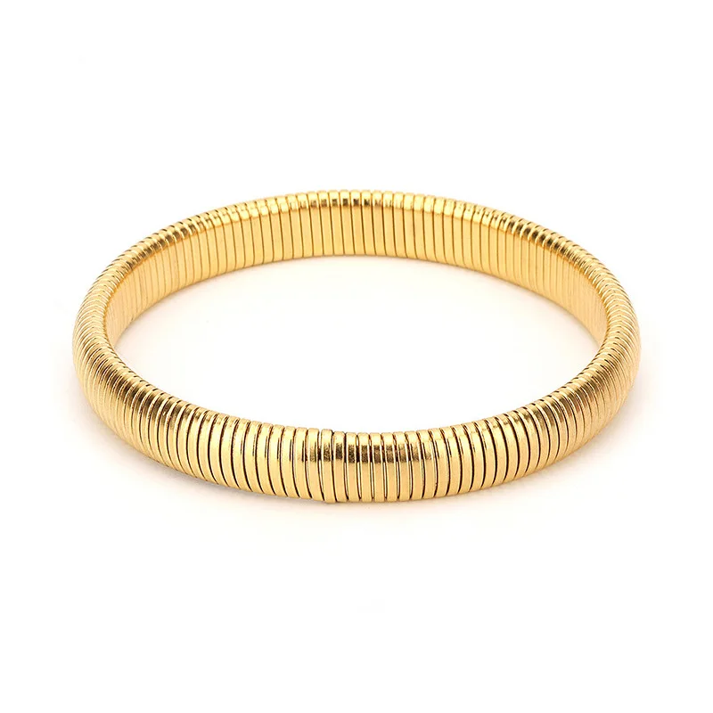 Trendy Gold Plated Mesh Bangle Elastic Band Bracelet Jewelry Stainless Steel Mesh Stretch Bracelets Women Bangle