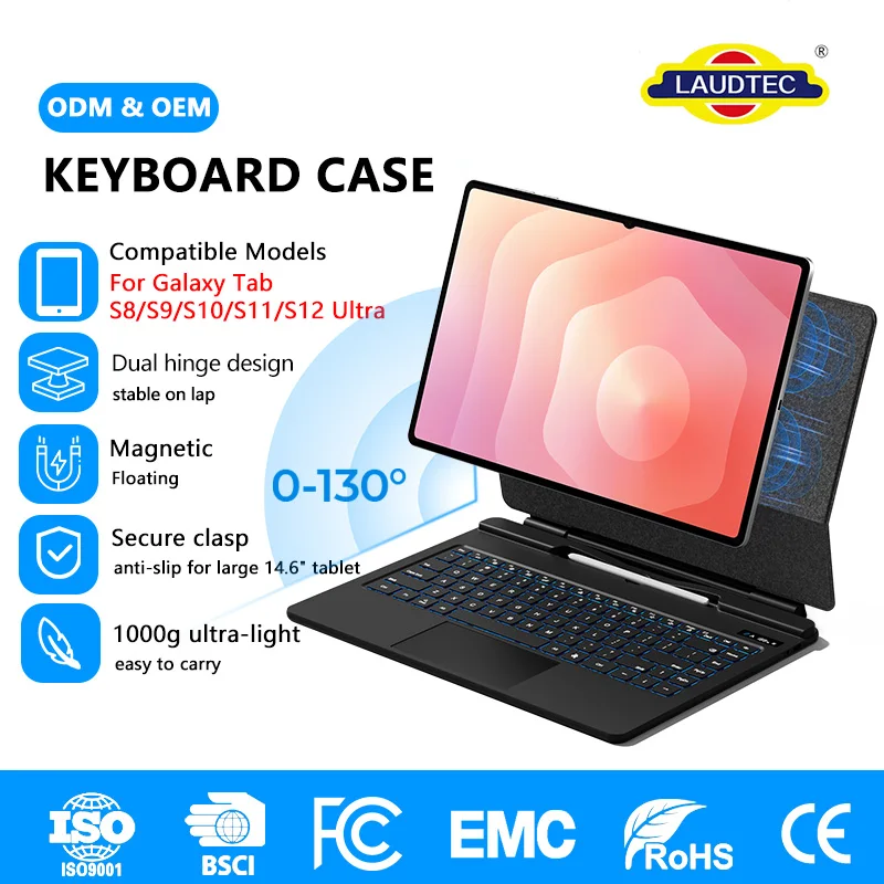 Keyboard for Samsung Galaxy Tab S9 S10 S11 S12 Ultra Keyboard Magnetic Case for Galaxy Tab S8 Ultra 14.6 Inch Magic Keyboard
