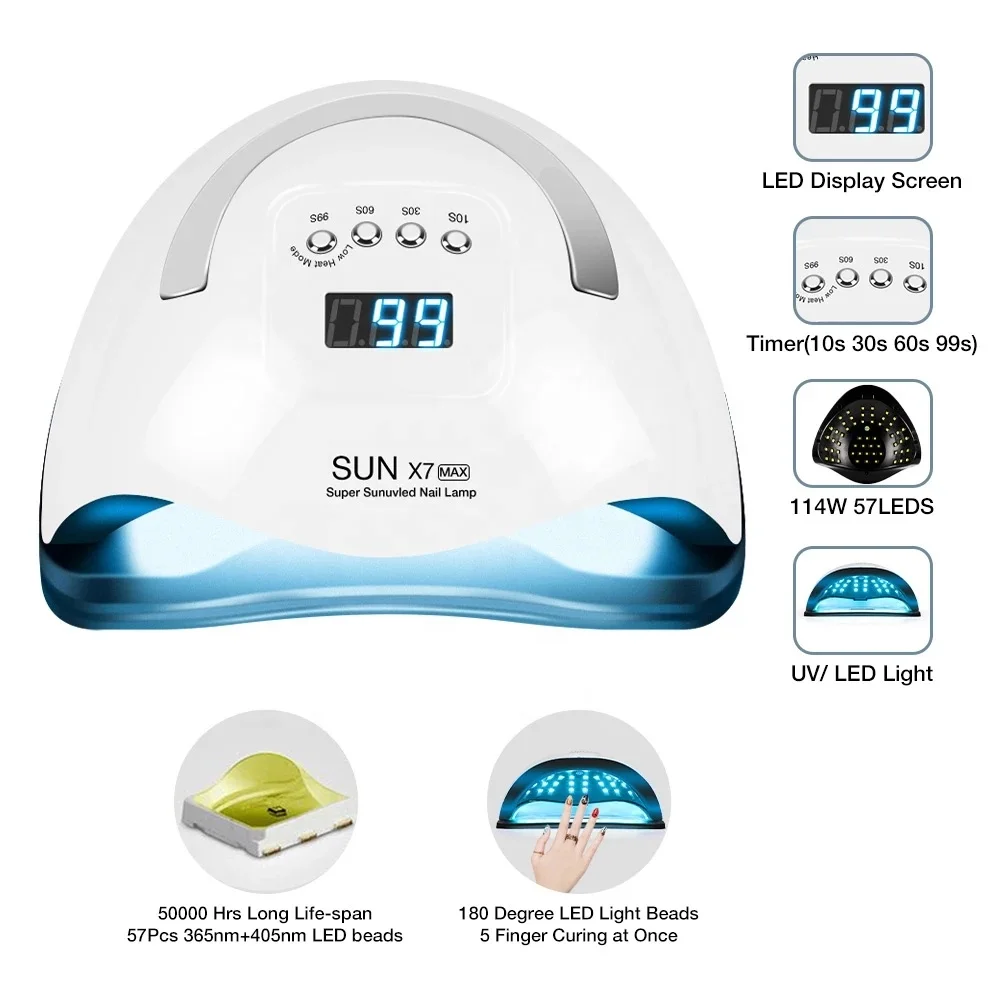 Новое поступление портативная 114 Вт сушилка для гель-лака SUNX7 MAX салона маникюра УФ Светодиодная лампа