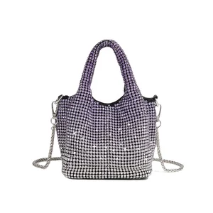 New Luxury Ladies Shoulder Crossbody Bags Fashion Evening Bag Designer Gradient Rhinestone Purse and Handbags for Women