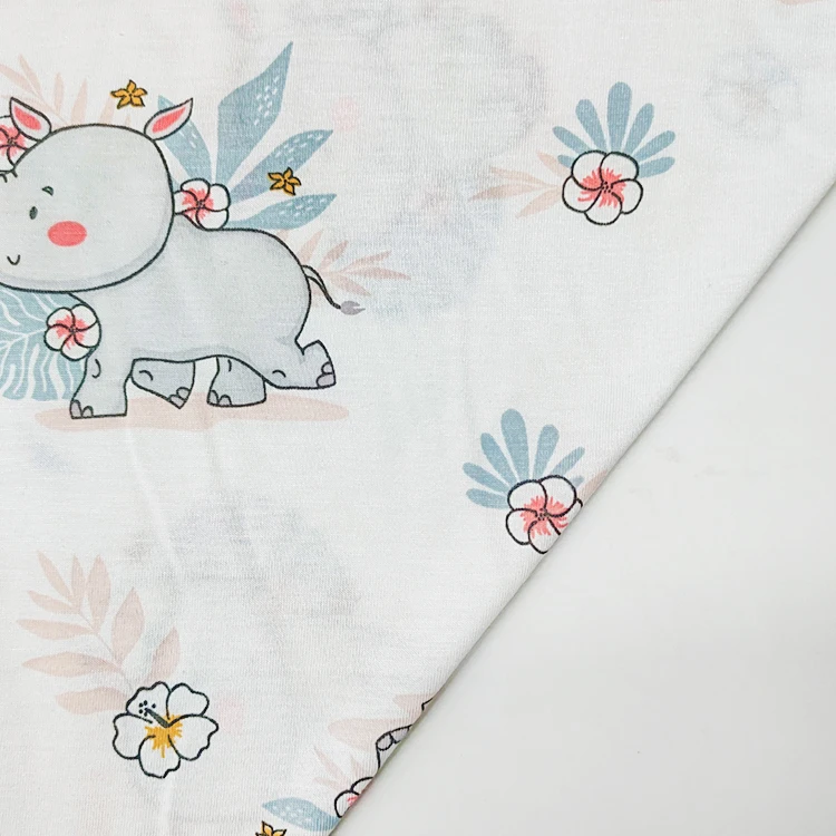 Eco-friendly Bamboo Material Single Jersey Fabric , Soft Hand Feel Printed Cotton Jersey Fabric for Sale/ manufacture