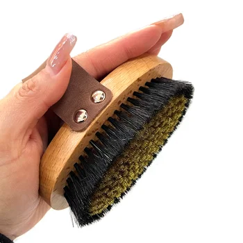 High Quality Dry Massage Brush Natural Beech Wooden Body Brush Copper Bristle Bath Brush Dry And Wet Body Scrubber For Cellulite