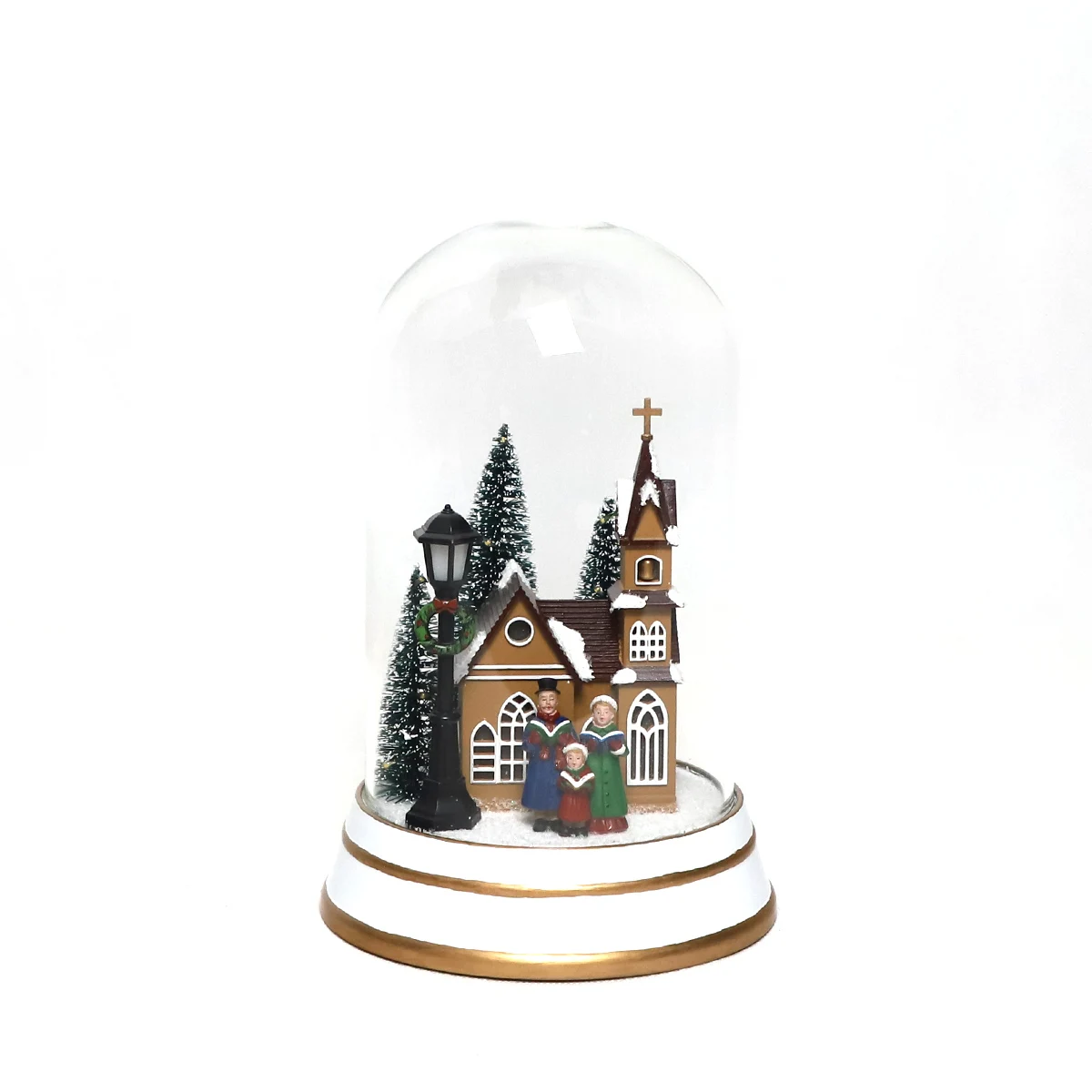 christmas present decorative glass dome with led light clear craft christmas ornaments oem