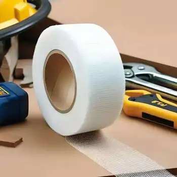 High-quality 90m X 5cm Self-Adhesive Reinforced Tape Drywall Fiber Mesh Covering with E-Glass and Fiberglass Yarn Custom Cutting