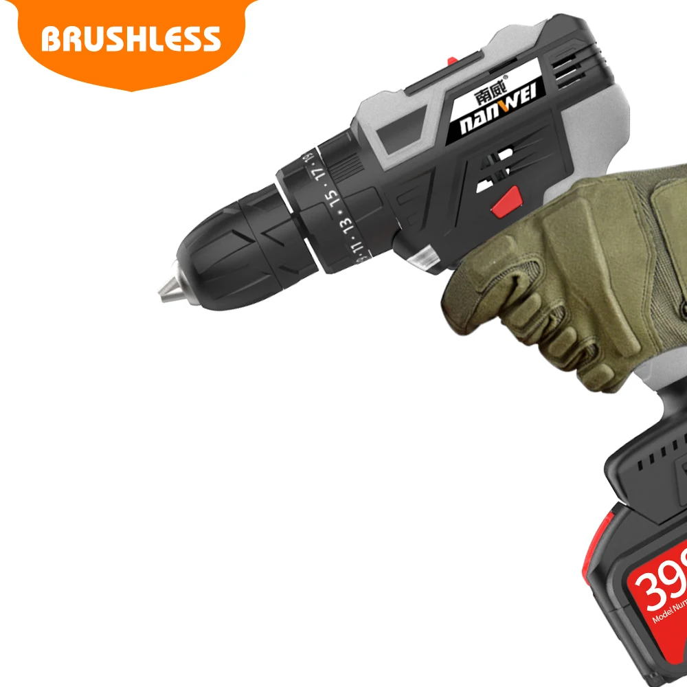 Nanwei Brushless Cordless Lithium Electric Drill Impact Drill