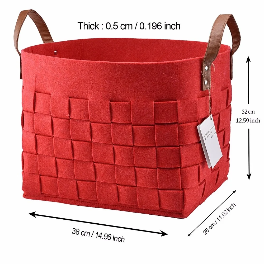 Felt Storage Baskets With Handles Soft Durable Toy Storage Nursery Bins