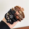 6 black coffee color hair ties 10-piece set