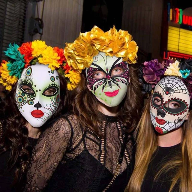 BaronHong Tag Der Toten Maske – Bunte Sugar Skull Maske Aus EVA Für Halloween, Cosplay & Mexikanische Partys