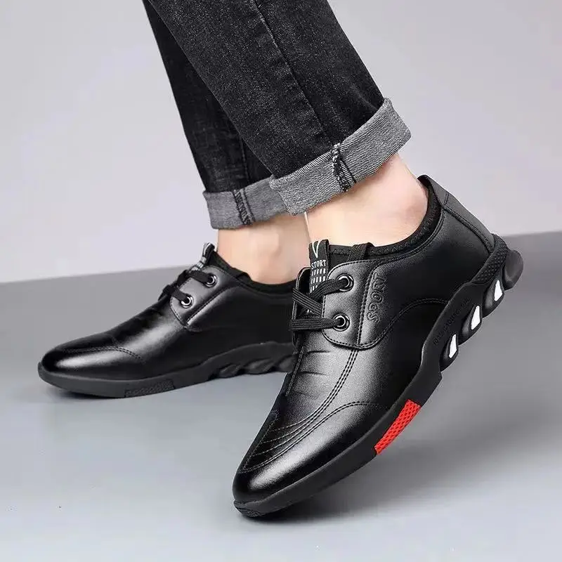 Spring 2024 Latest Design Men's Leather Shoes Breathable Non-slip Business Shoes  Outdoor Fashion Casual Leather Shoes