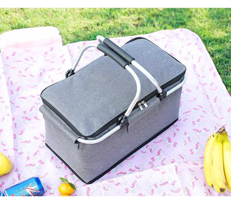 Folding Picnic Basket Insulation Cooler Bag Outdoor Picnic Bag ...