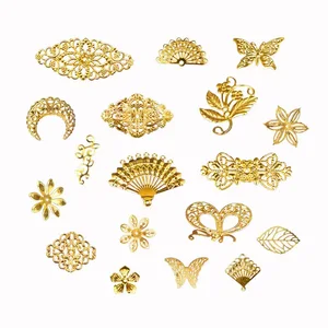 Customized DIY Copper Alloy Sheet Pendant Creative Filigree Stamping Brass Spacer Jewelry Findings Metal Components Accessories