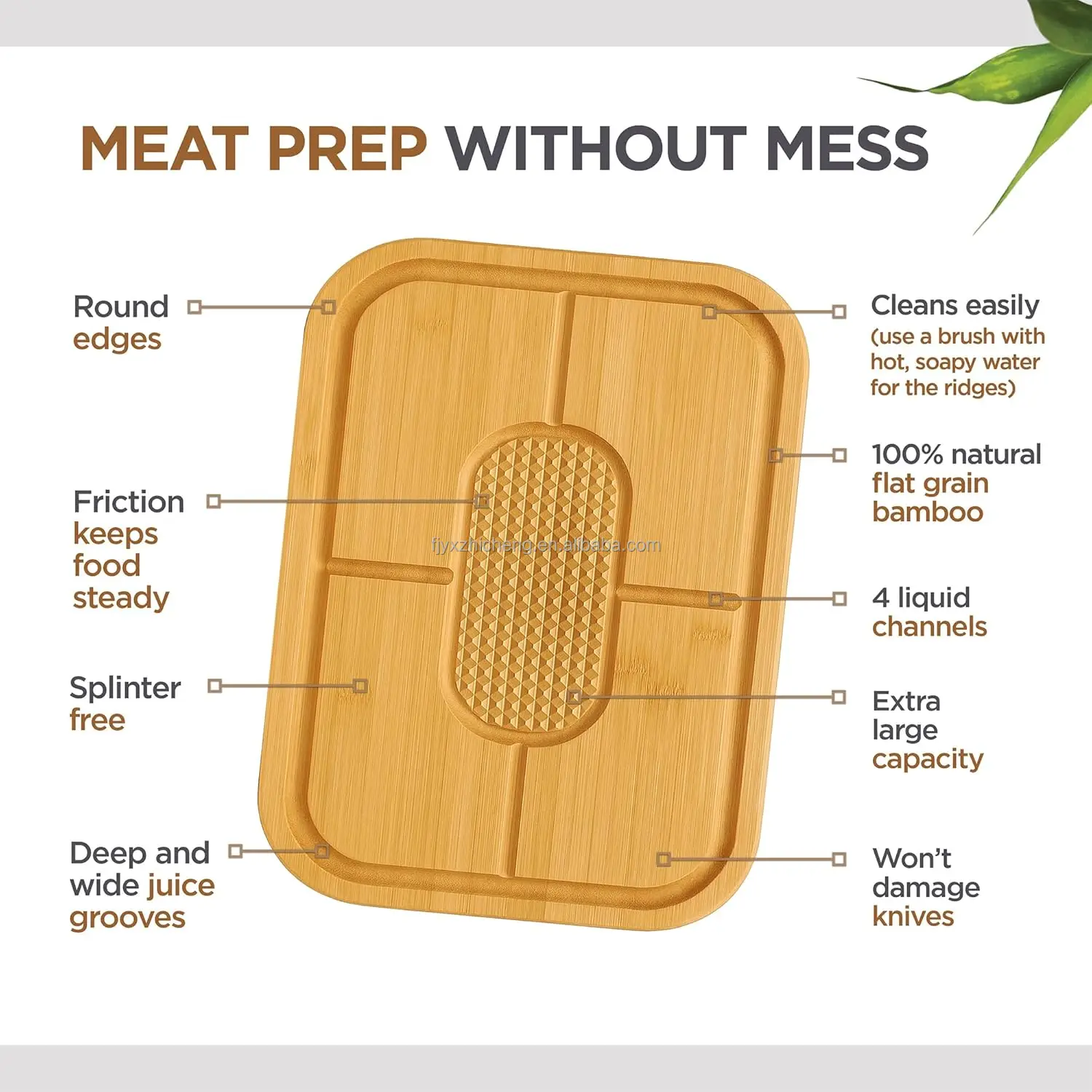 product bamboo carving cutting board bbq grilling heavy duty deep juice groove spikes grid-4