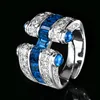 แหวนคริสตัลปลายแหลมสีฟ้า
