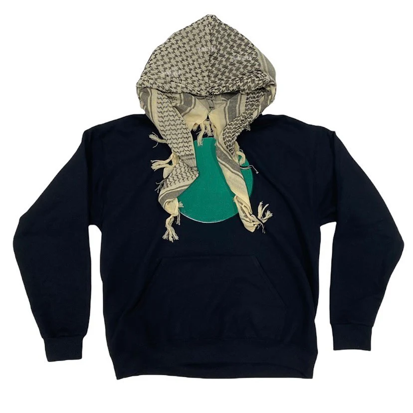 Custom Oversized Pullover Screen Print Cut and Sew 100% Cotton French Terry Streetwear Unisex Men Turban Hoodie With Scarf gallery 5