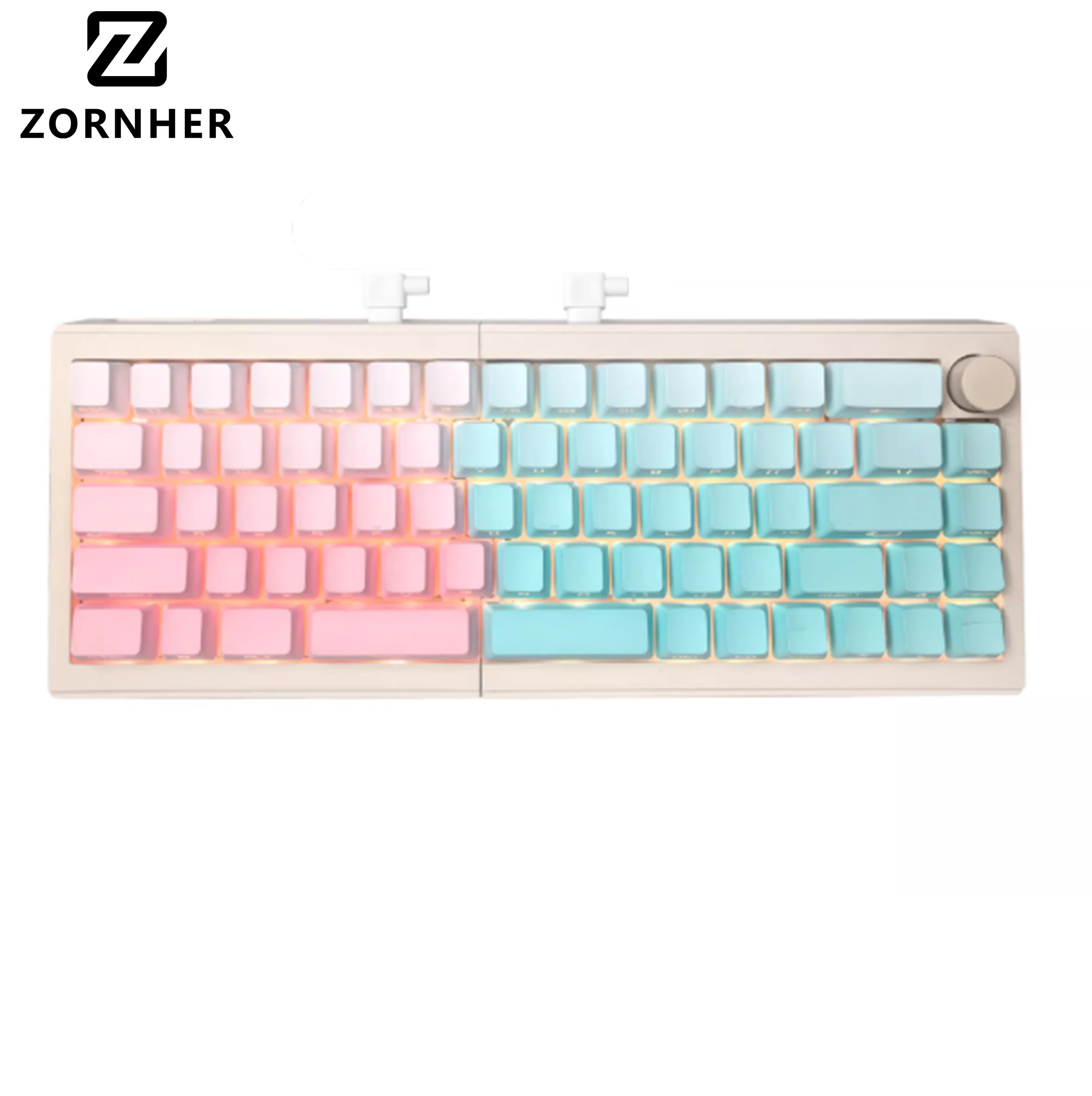 Zornher ST68 68keys Split Mechanical Keyboard Cute Wireless Tri