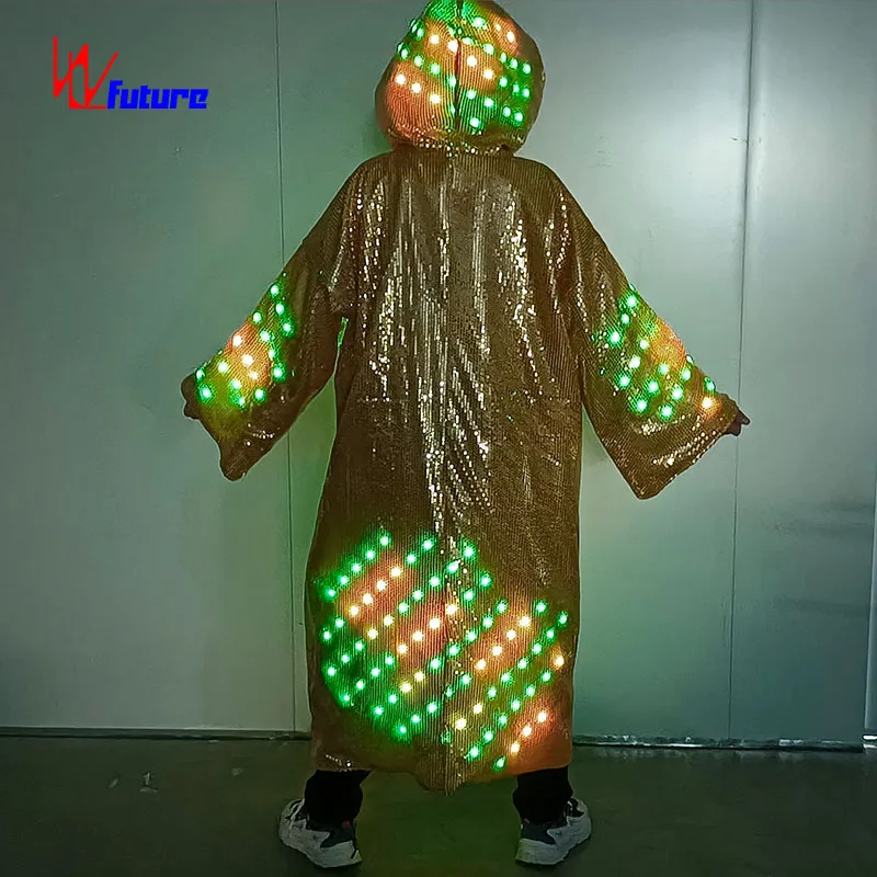 Programmable Controller Fluorescent Dance Raincoat Stage Performance Costume