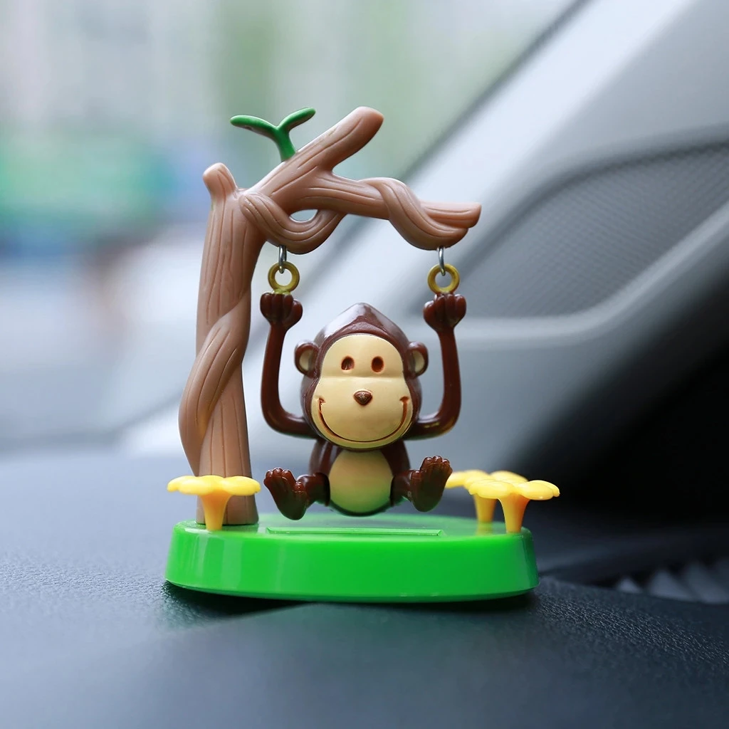 Figurine Solaire à Tête Branlante – Singe Rouge Dansant 10 X 5 X 6 Cm – Décoration De Voiture Et Bureau – ABS