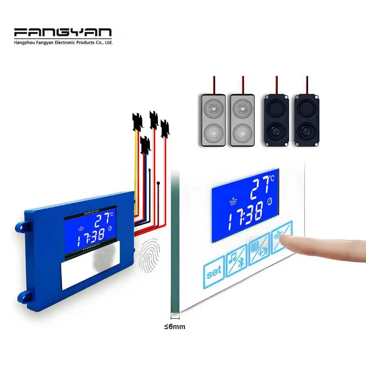 Four-button Touch Dimming Sensor Switch Monochrome Screen Display Bluetooth Connected to Mobile Phone for Mirrors