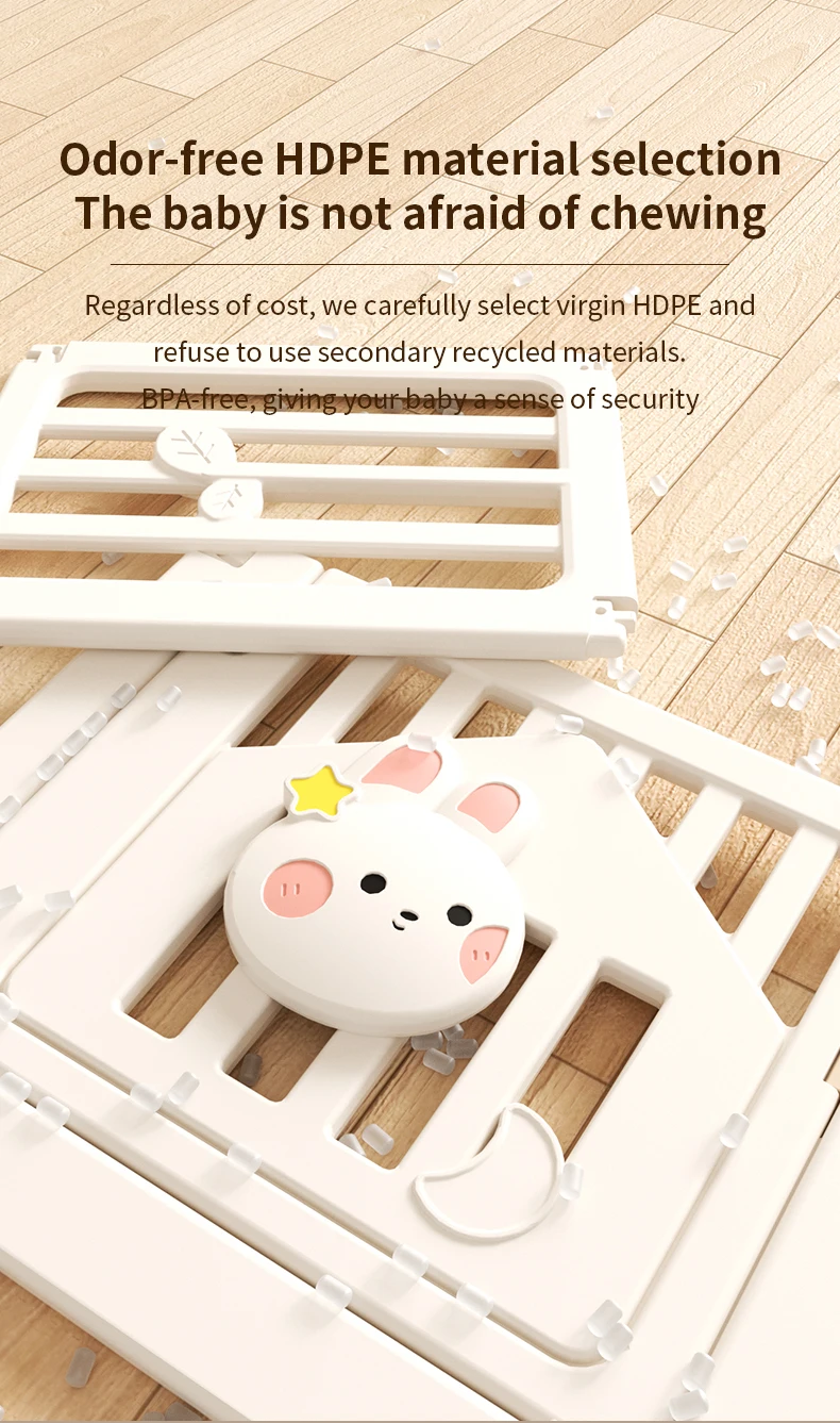 Feelkids Multifunctional Design Safety Kids Plastic Indoor Play Yard Moon Rabbit Fence Baby Playpen With House supplier