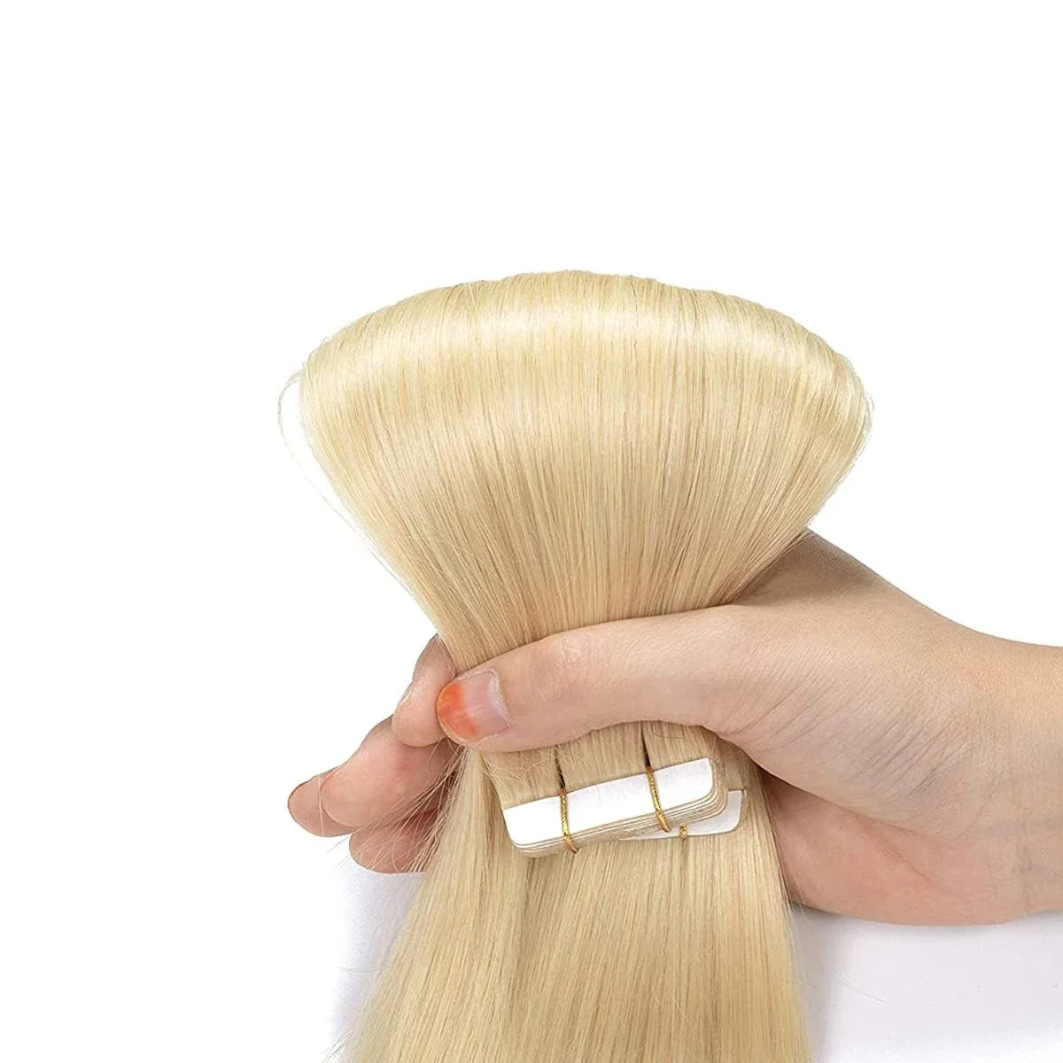 Extensii de păr cu bandă adezivă, blond 613, păr uman Remy, fără sudură, 20 buc._voghion.com