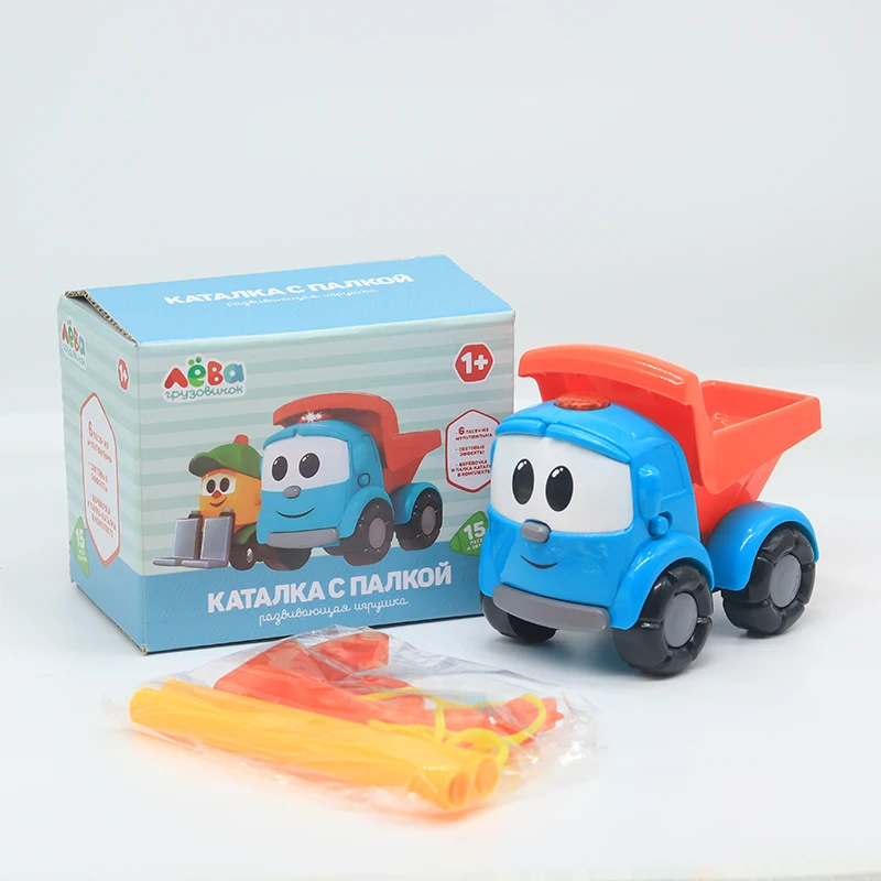 PG1900 Russian Small Truck Leo with 8 Russian Songs Farmer's Cart Pull up Cart Model Sliding Toy