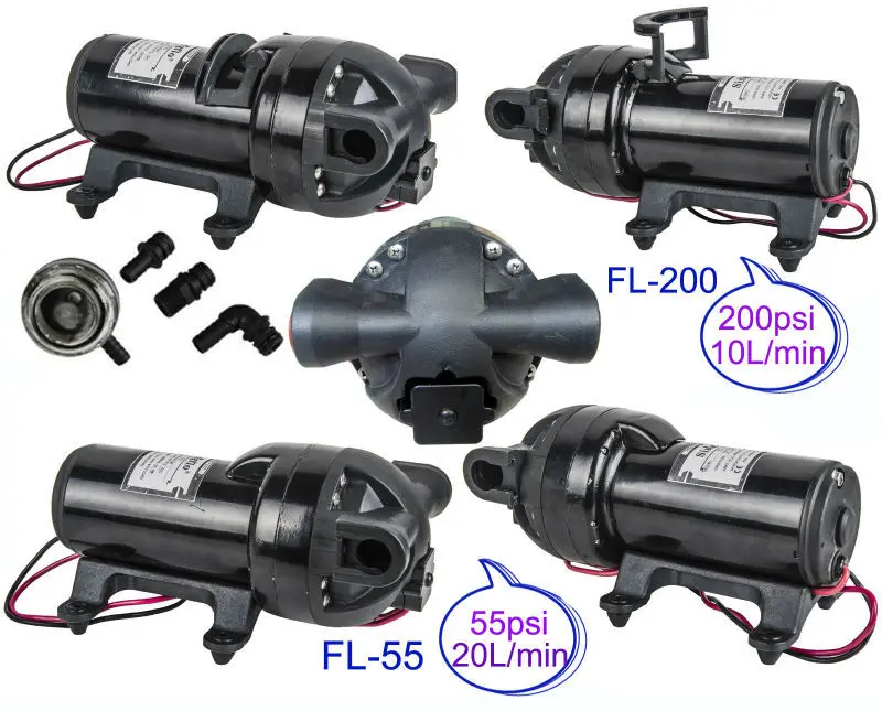 
Мембранные насосы Singflo 200psi 10LPM, 12 В постоянного тока, водяной насос высокого давления для автомойки 