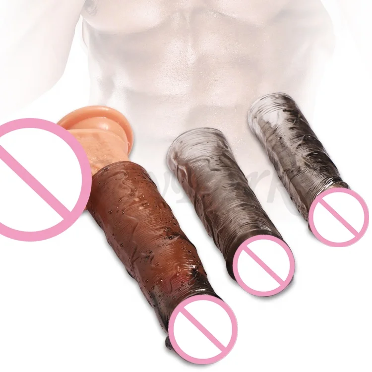 Riutilizzabile pene extender realistico pene più spesso cazzo Riutilizzabile pene extender realistico pene più spesso cazzo