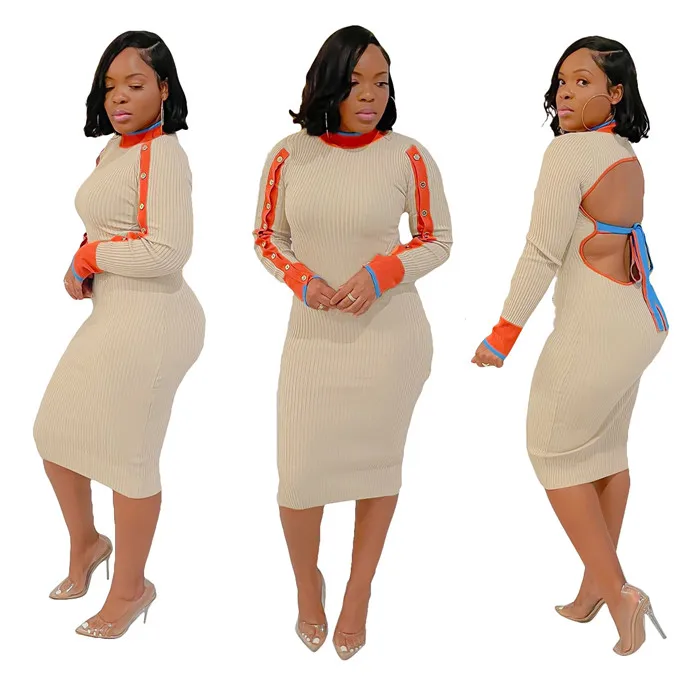 G1758-ribbed Sweater Dress Women Clothing Fall Knitted Sexy Backless Dress  - Buy Sweater Dress,Backless Dress,Sweater Dress Women Clothing Fall  Product on Alibaba.com