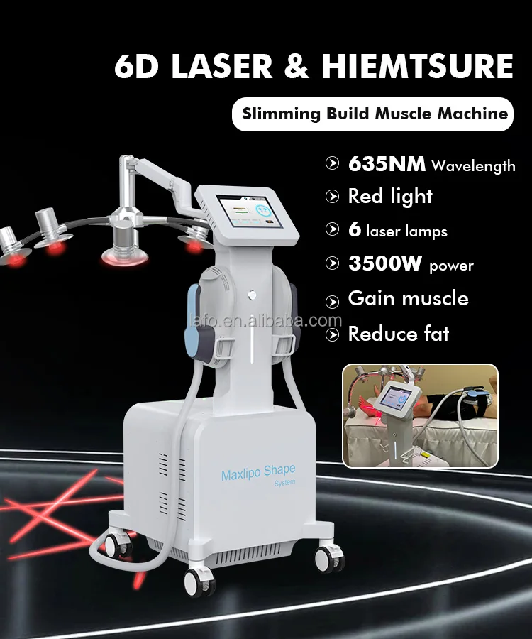 best selling products Laser 6d with EMS fat burning body contouring 635nm red light laser therapy HIEMT machine LF-354A