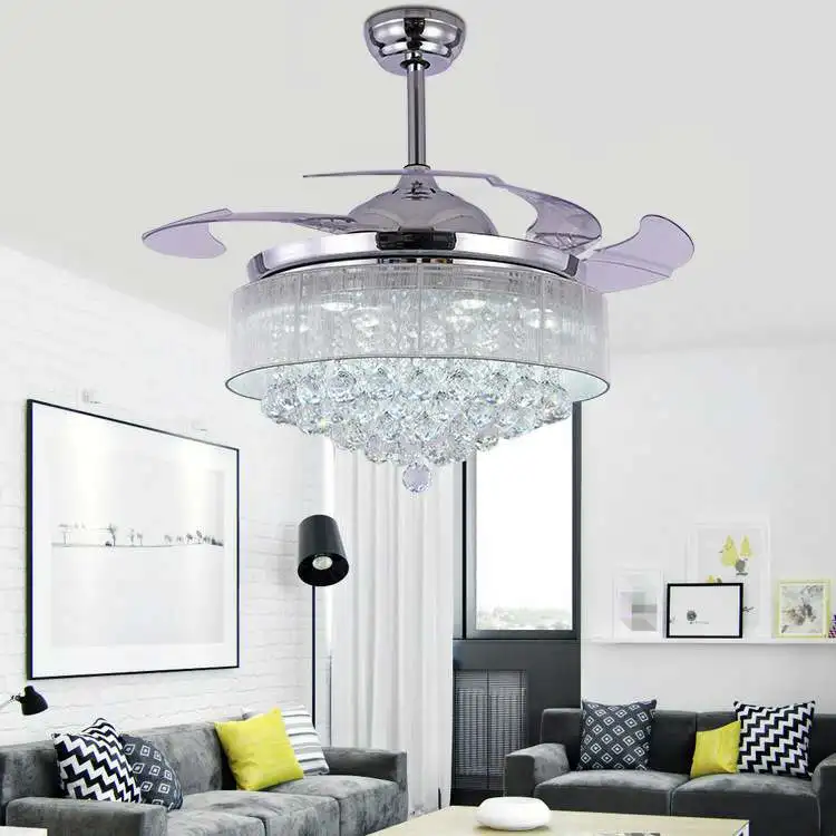 product modern luxury crystal ceiling fan light with switchable led ceiling fan light-5