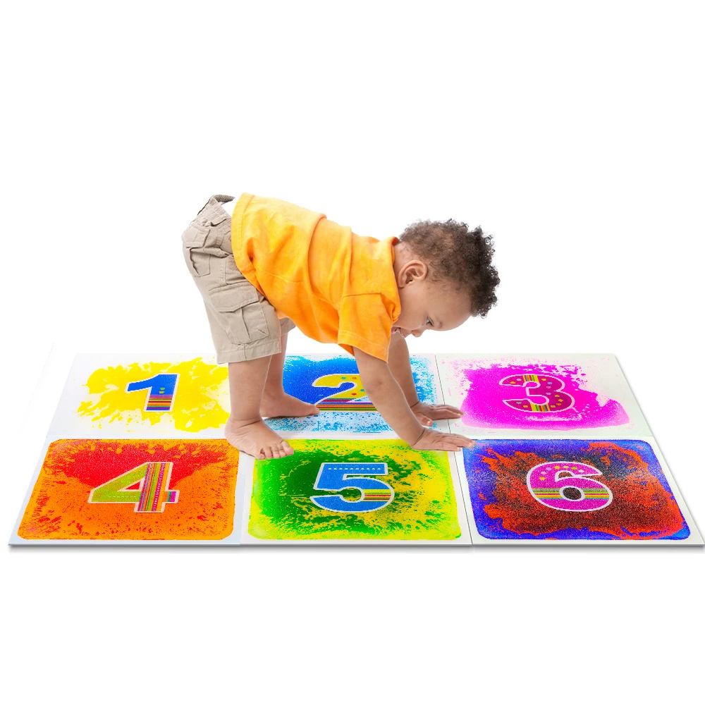 1 Set of 6 Digital Game Mat Liquid Floor Design for hopscotch Play Educational Toy for autistic child Home Use