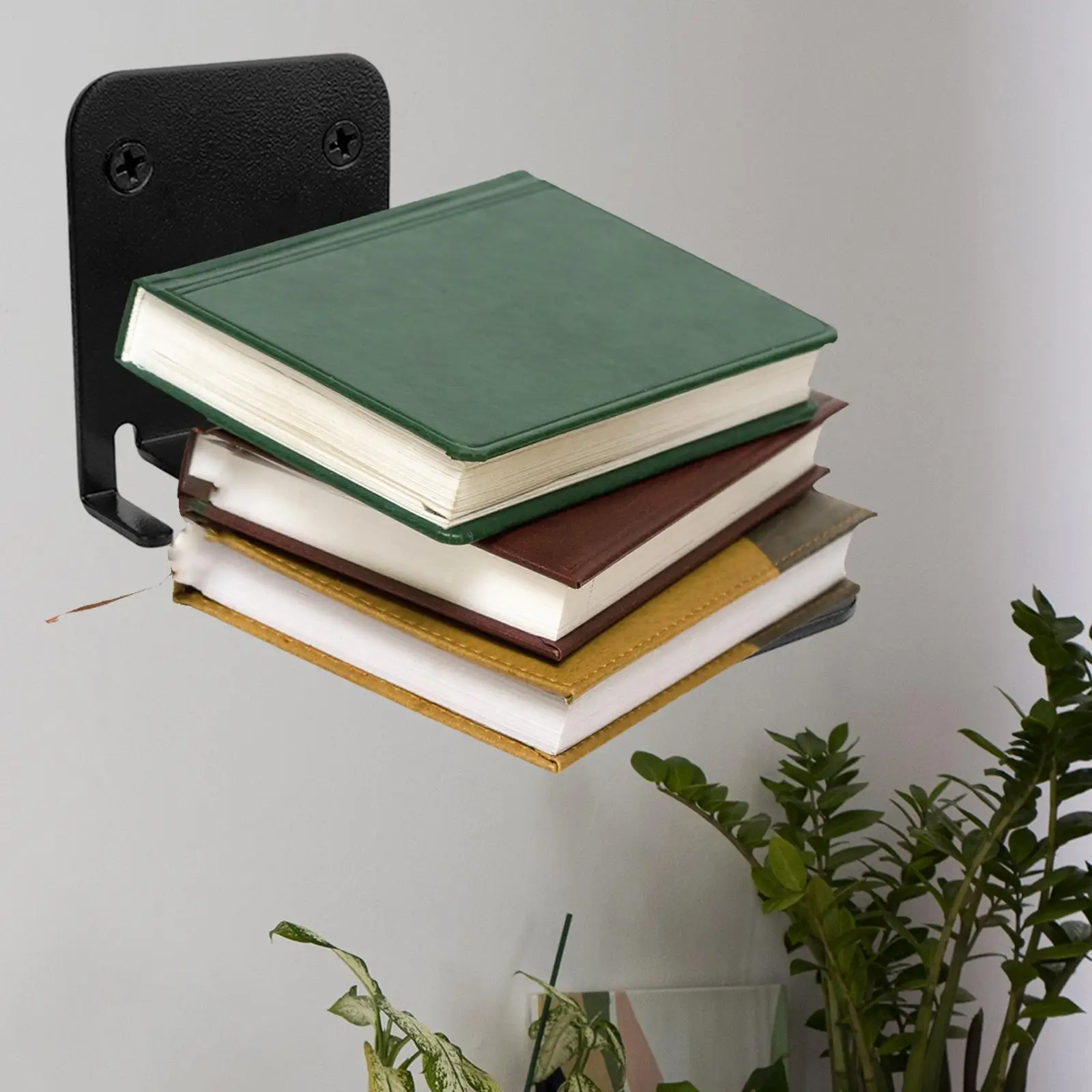 Modern Carbon Steel Book Shelf 13.5kg Load Bearing Storage Holder Home Decoration Wall Mounted Bookshelf