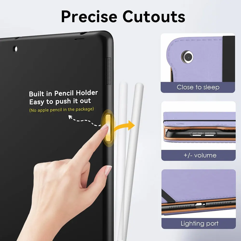 product laudtec pu leather tablet cases multi angle stand with pencil holder card pocket shockproof cover for ipad 10th gen 109 pbk327-5