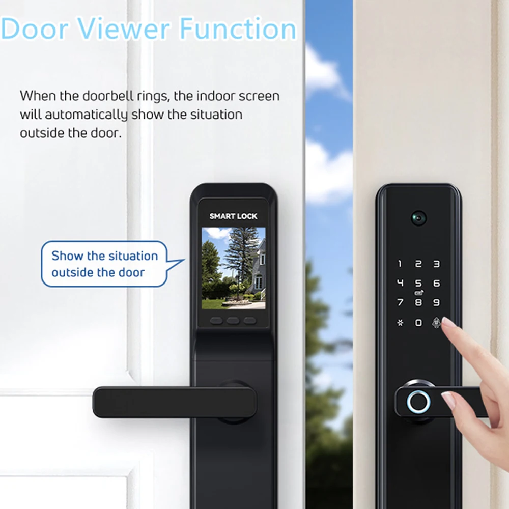 Elock ES237F Smart Home Tuya Wifi 5050 6068 Mortise Electric Touch Screen Security Fingerprint Rfid Card Smart Lock