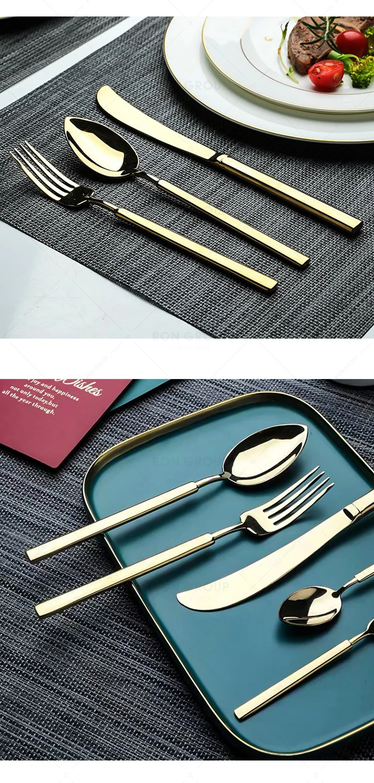 New look stainless steel metal frosted cutlery customized luxury dinner restaurant parties flatware sets for wedding