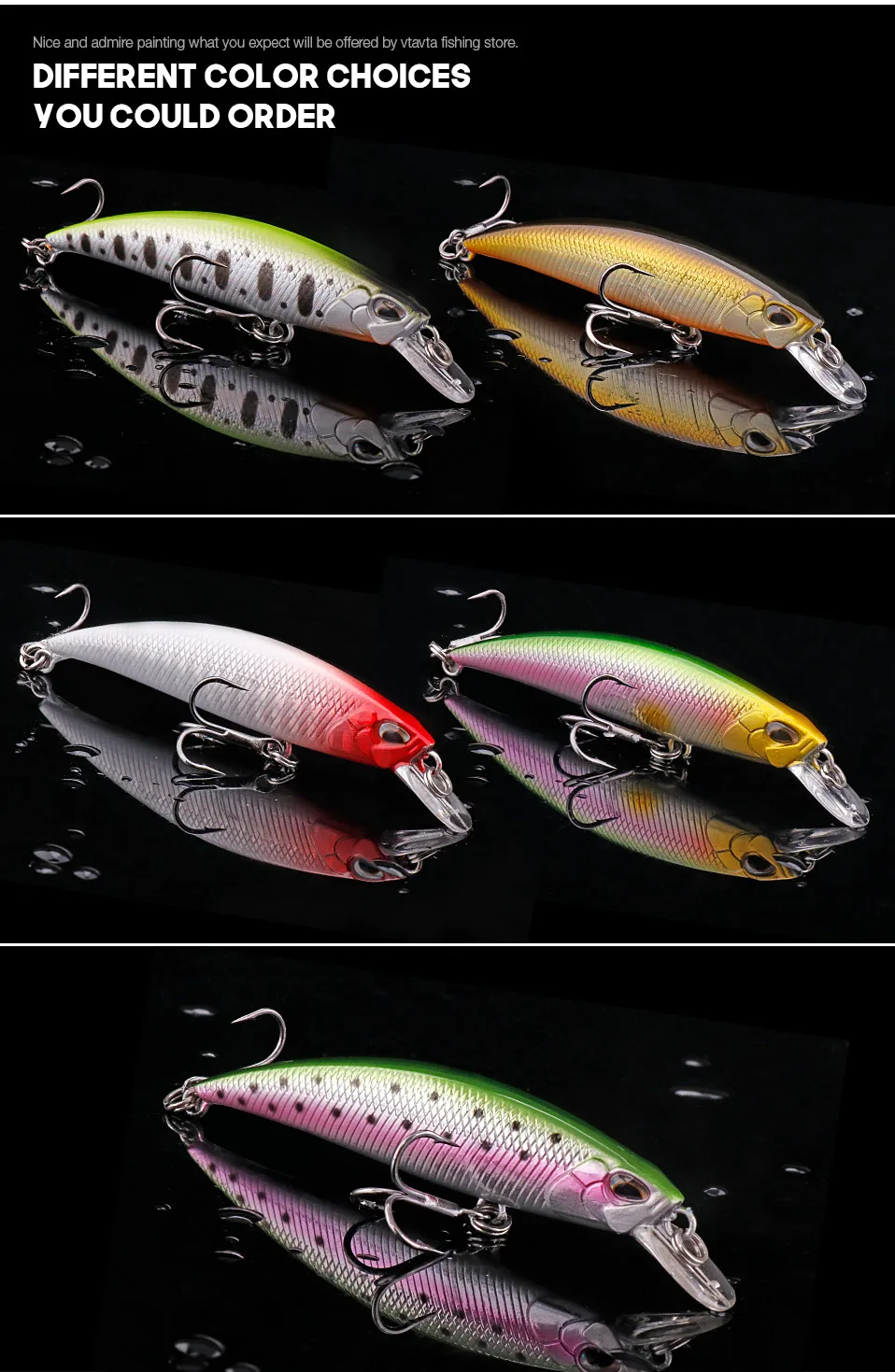 Bass Jerkbaits 70mm 9g Sinking Crankbait Hard Lure Minnow Wobblers