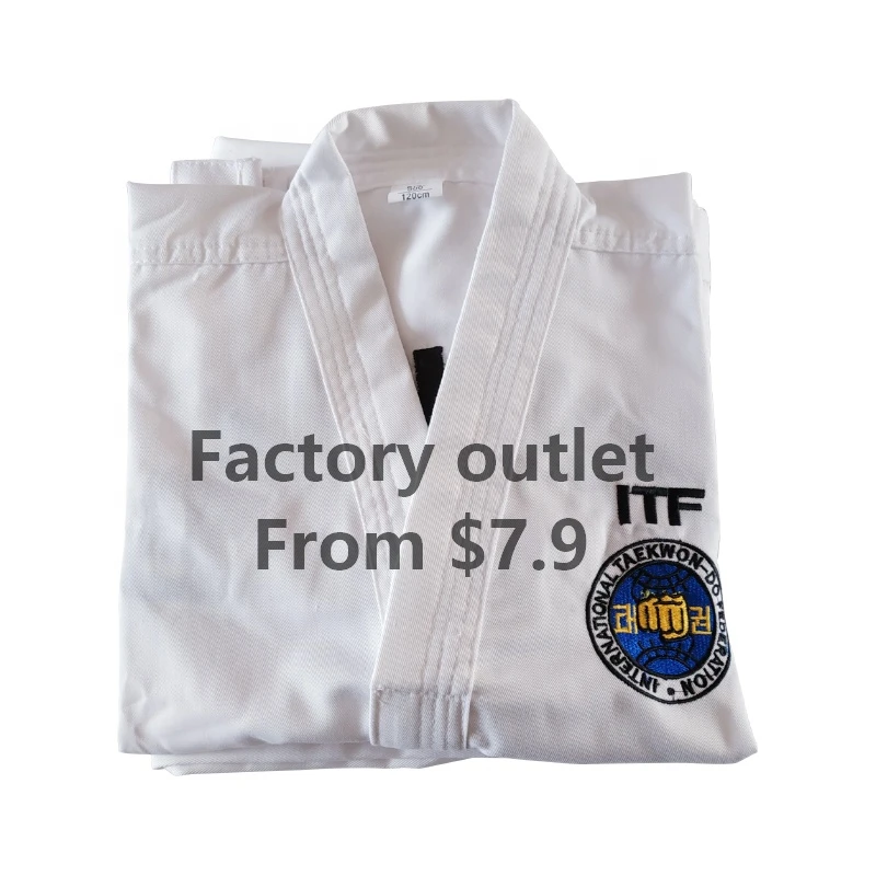 Wholesale WOOSUNG  ITF Uniform Sample Free Shipping Pine Tree Martial Arts White Collar ITF Taekwondo Dobok Sparring Uniform