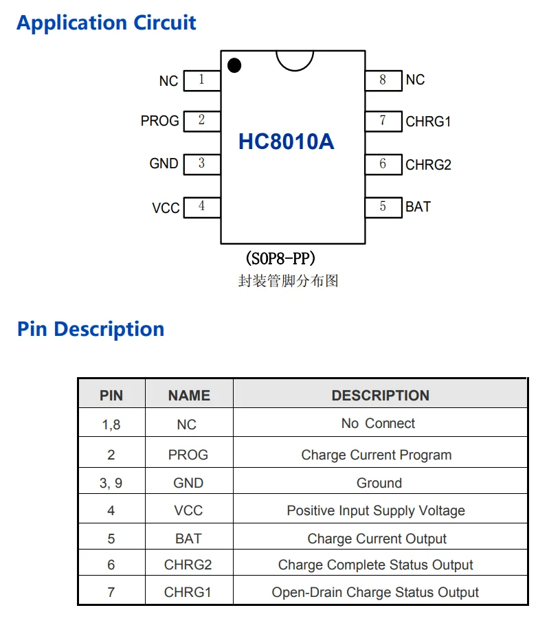 Charging Ic Hc8010a 1a Singlecell Lithiumion Battery Charge Ic Chip
