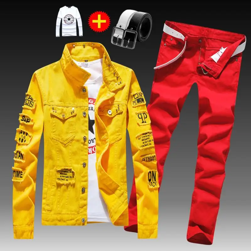 Spring and autumn men's Korean version of denim outer suit casual collocation handsome trendy jacket top clothes